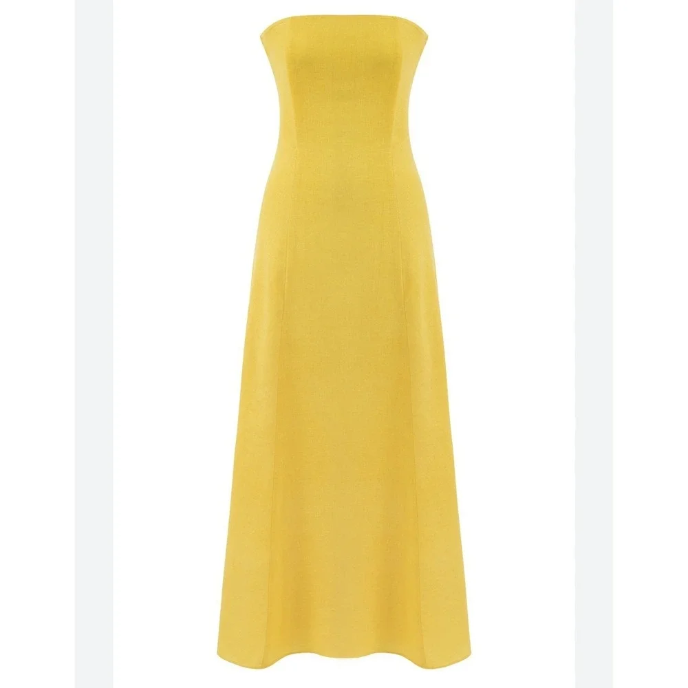 Strapless Yellow Maxi Dress